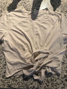 lululemon athletica Cream Tie-Front Short Sleeve Tee